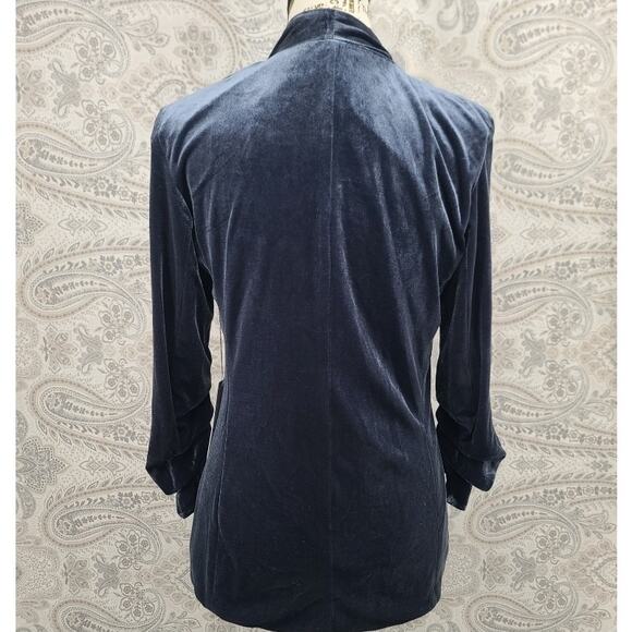 Bishop & Young Icon Blazer Velvet In Emerald Blue 3/4 sleeve Career Board room - Picture 3 of 13